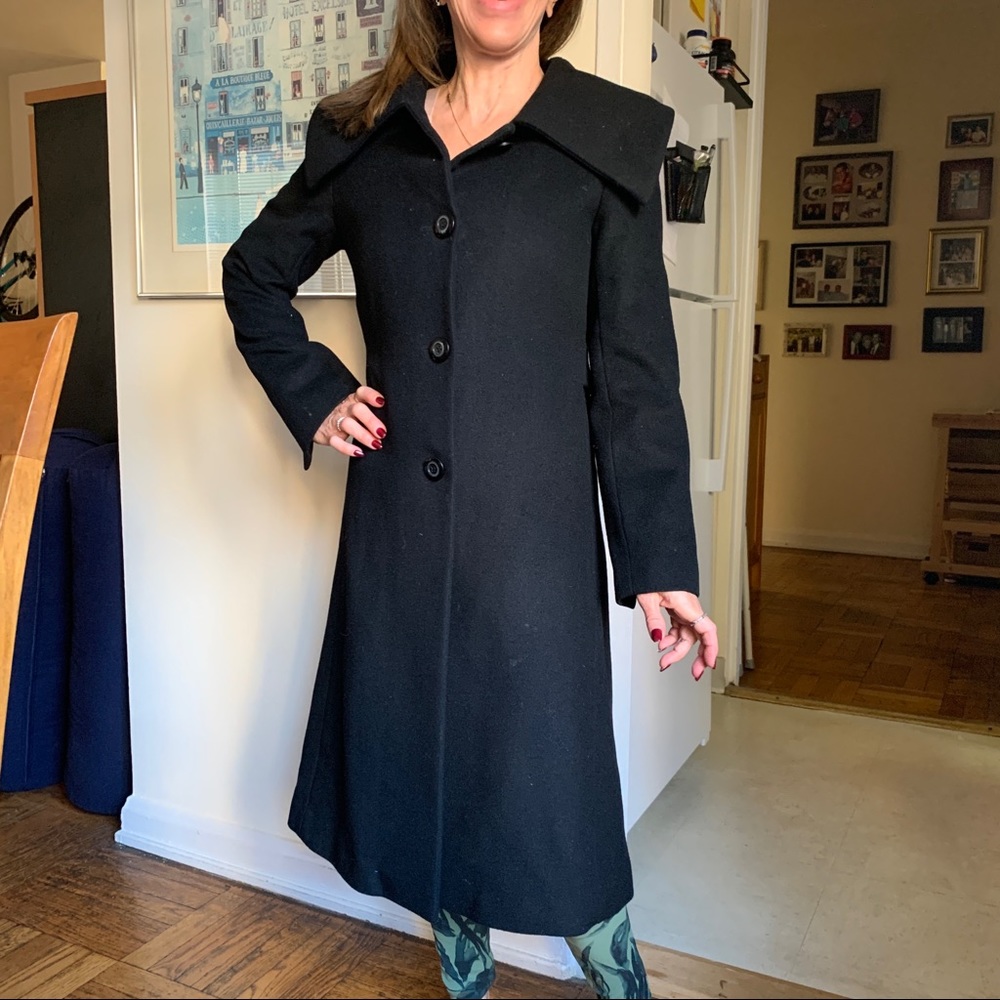 Long black wool coat size 2